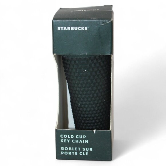 Starbucks Cold Cup Key Chain Dark Green Textured Mini Tumbler Design In Box - Picture 1 of 4